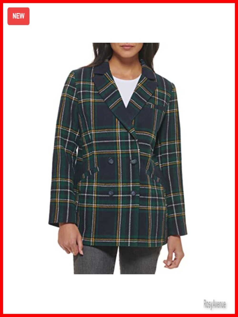 Wool Blend Double Breasted Blazer Spread Collar Midlength
